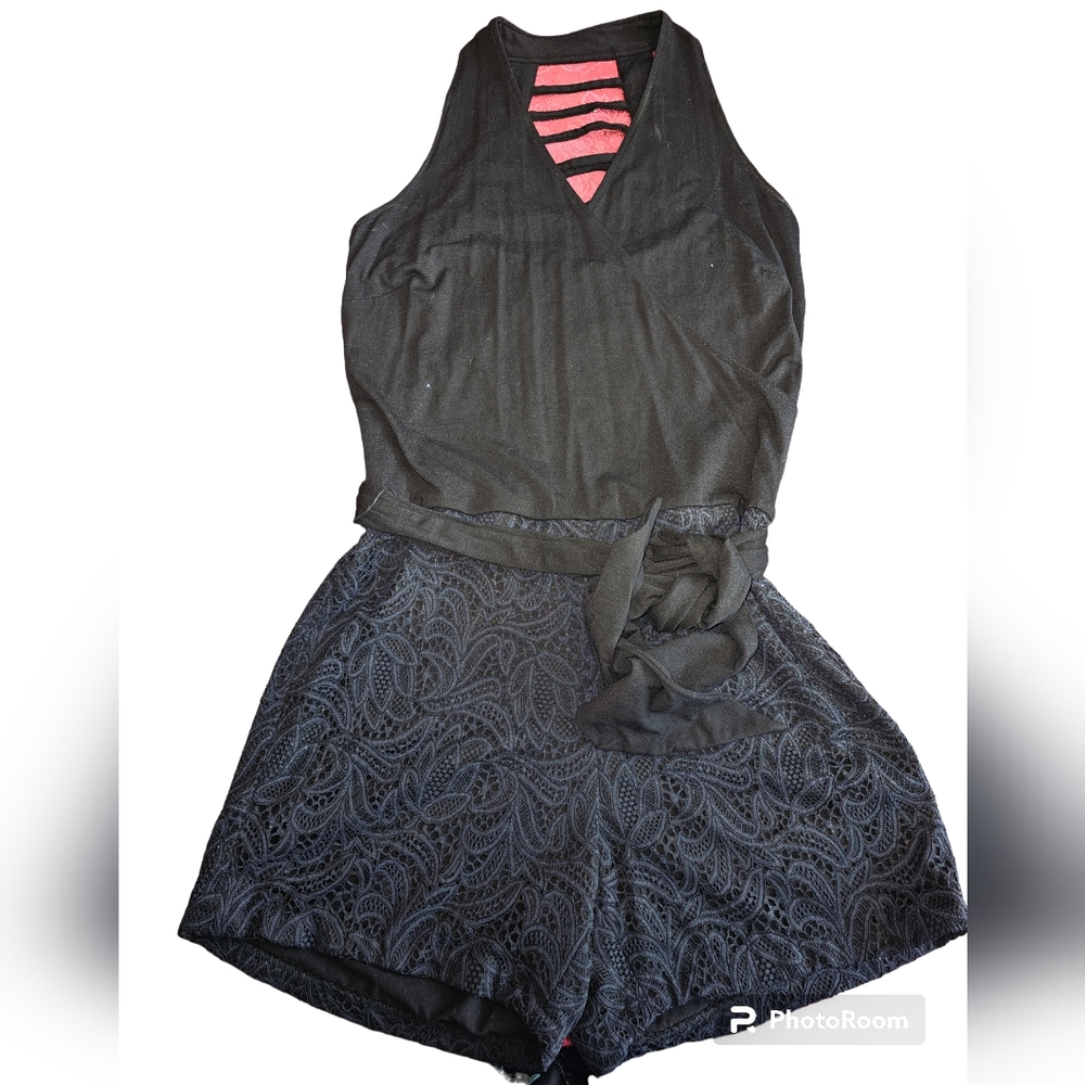 Cache Black Romper With Front Wrap Around Bow - image 3